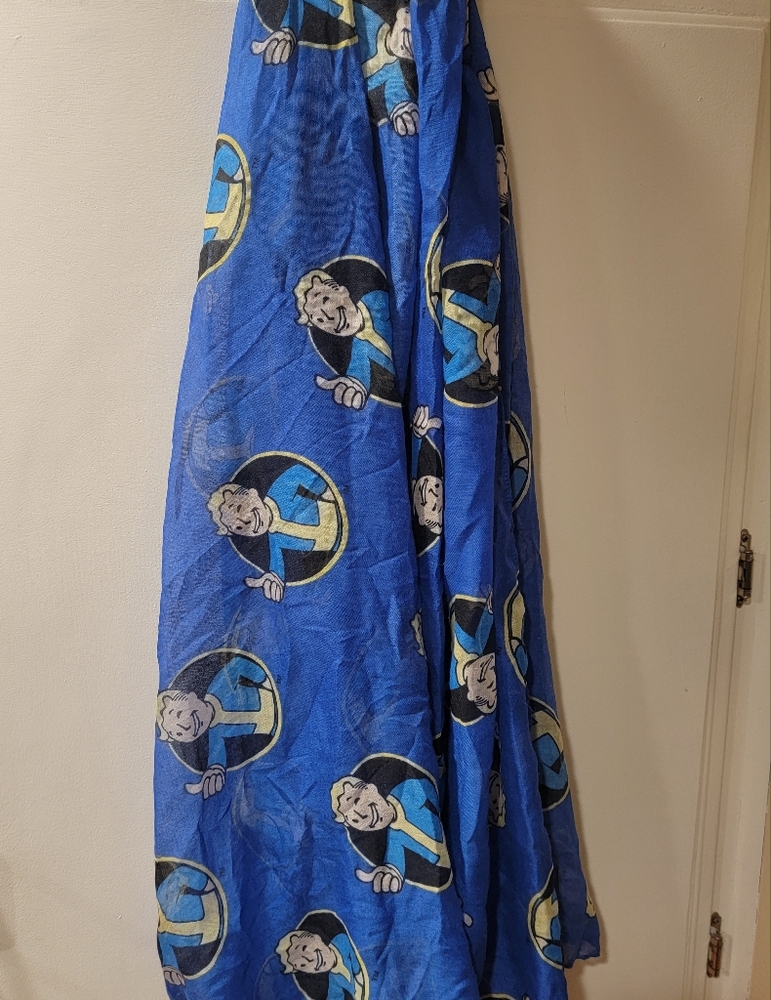 Fallout Viscose Fashion Scarf/Video Game VAULT BOY/Thumbs Up/Blue by Bioworld